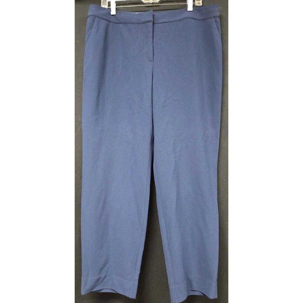 St. John Dress Pants Size 14 Navy Blue Straight Leg Trousers Career Work Formal